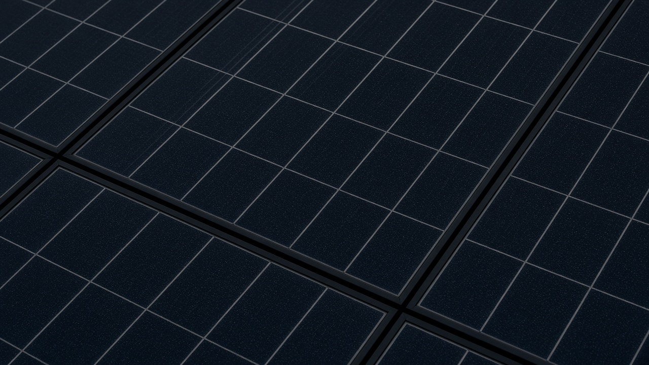 Detail černých fotovoltaických panelů